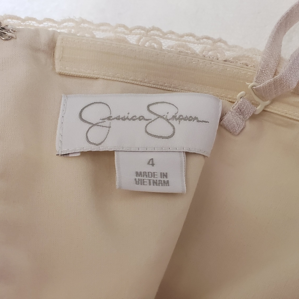 Jessica Simpson Nude Mini Dress With Straps Size 4 - Picture 8 of 16
